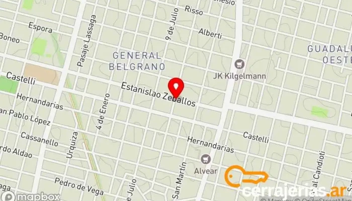 mapa de Cerrajería Estanislao Zeballos Cerrajero en Santa Fe de la Vera Cruz