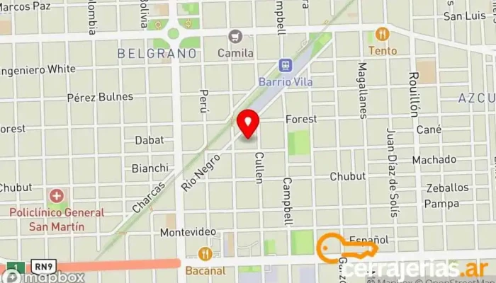 mapa de Cerrajeria Garsua Cerrajero en Rosario