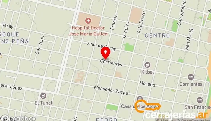mapa de Cerrajería Gorostegui Cerrajero en Santa Fe de la Vera Cruz