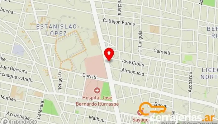 mapa de CERRAJERIA IL GATTO (24hs solo emergencias) Cerrajero en Santa Fe de la Vera Cruz