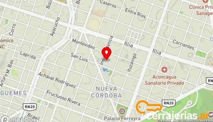 mapa de Cerrajería Independencia Cerrajero en Córdoba