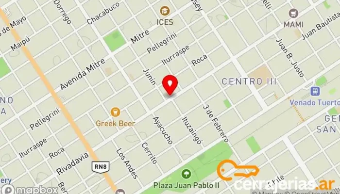 mapa de Cerrajeria Integral de Guido Villalila Cerrajero en Venado Tuerto
