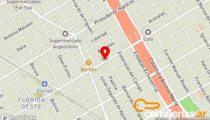 mapa de Cerrajeria Jorge Cerrajero en Vicente López