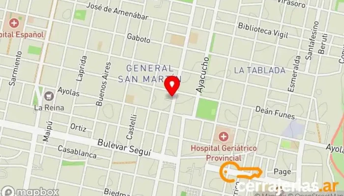 mapa de Cerrajería Juan Ricciardi Cerrajero en Rosario