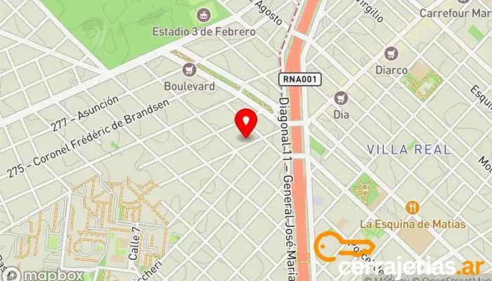 mapa de Cerrajería Libra Cerrajero en José Ingenieros