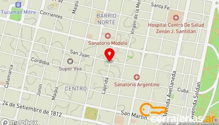 mapa de Cerrajería lomas horas TC Cerrajero en San Miguel de Tucumán