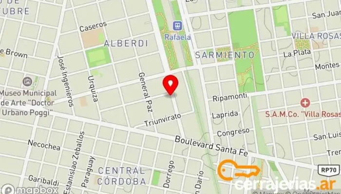 mapa de Cerrajeria Mar-bet del Automotor y Casas Cerrajero en Rafaela