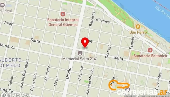 mapa de Cerrajería Mayo Cerrajero en Rosario