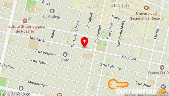 mapa de CERRAJERÍA PARAGUAY Reparaciones De Persianas. Cerrajero en Rosario