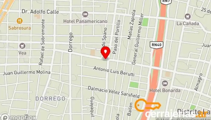 mapa de Cerrajería Presto - URGENCIAS 24 HS Cerrajero en Guaymallén