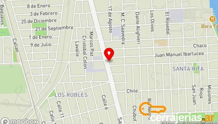 mapa de Cerrajería Rossi Cerrajero en Granadero Baigorria