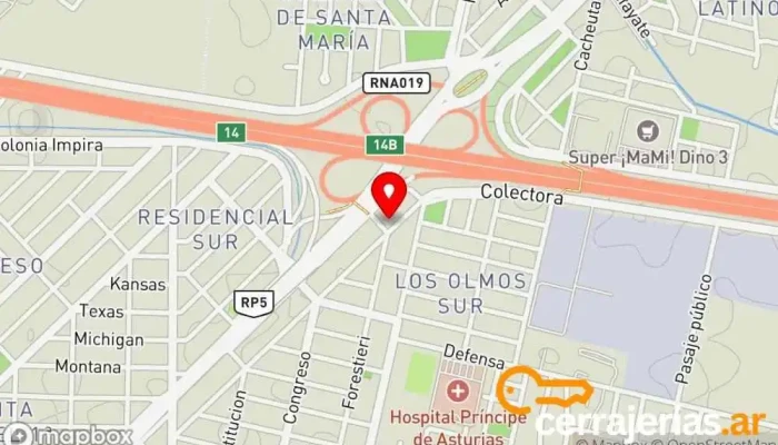 mapa de Cerrajeria Ruta S  en Córdoba