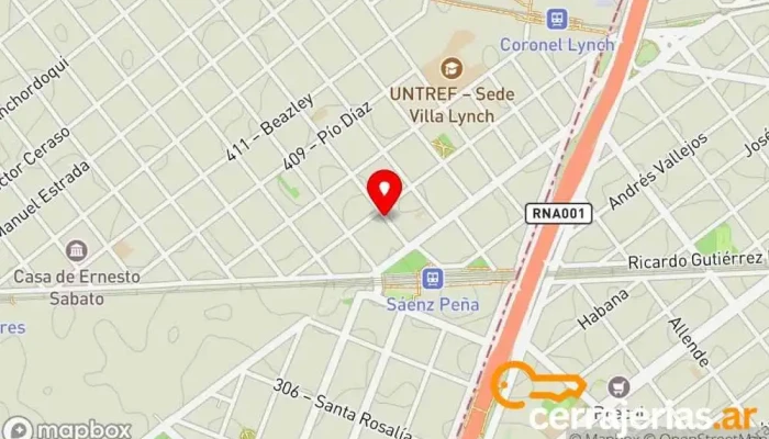 mapa de Cerrajería Saenz Peña Cerrajero en Gran Buenos Aires