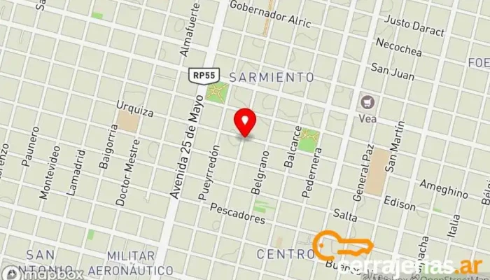 mapa de Cerrajería Salinas Cerrajero en Villa Mercedes