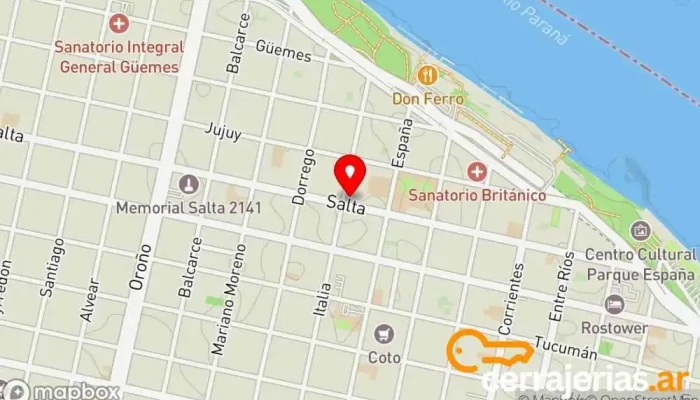 mapa de Cerrajería Salta Cerrajero en Rosario