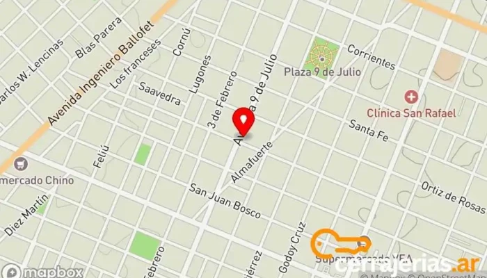 mapa de Cerrajeria Sergio Granado Servicio de duplicación de llaves en San Rafael