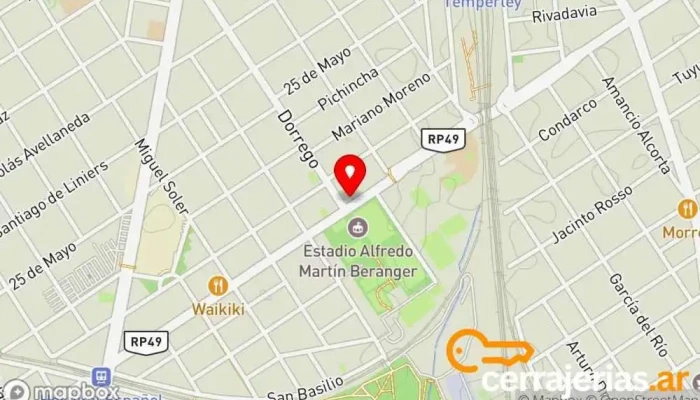 mapa de Cerrajería Urgencias Cerrajero, Tienda de repuestos para automóviles, Ferretería en Temperley