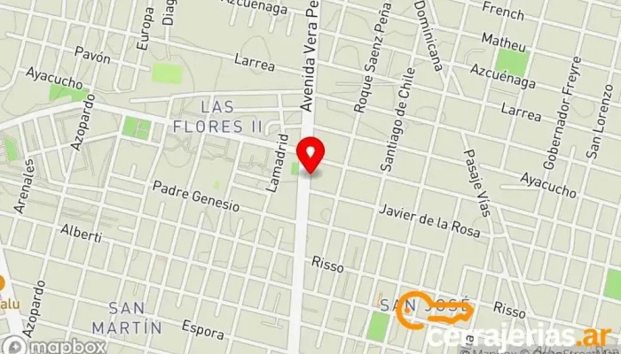 mapa de Cerrajería y Vidriería Peñaloza Cerrajero, Tienda de cristales y espejos en Santa Fe de la Vera Cruz