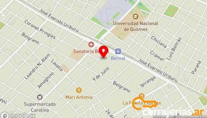 mapa de Cerrajerías de Casas y Autos-urgencias 24 Hs. Cerrajero en Bernal