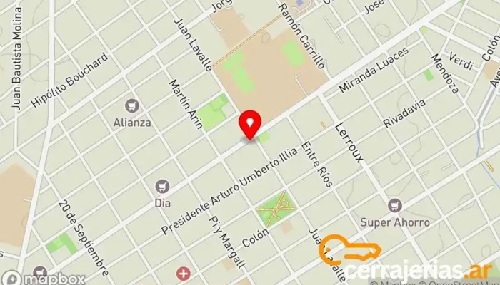 mapa de Cerrajerías de Casas y Autos-urgencias 24 Hs. Cerrajero en Rafael Calzada