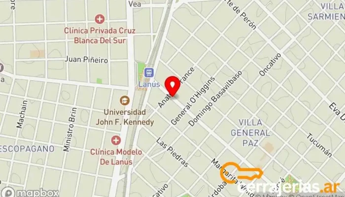 mapa de Cerrajerías de Casas y Autos-urgencias 24 Hs. Cerrajero en Lanús
