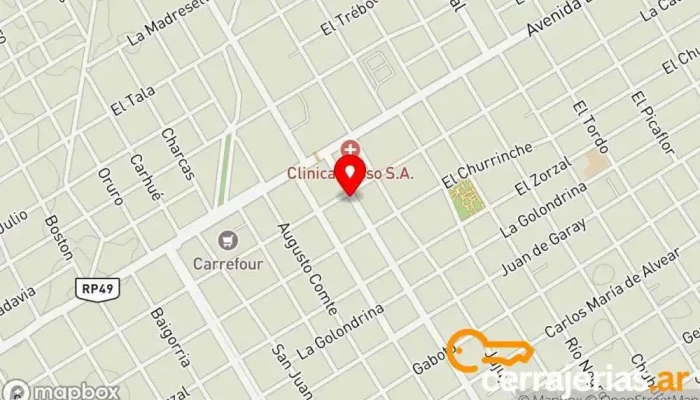 mapa de Cerrajerías de Casas y Autos-urgencias 24 Hs. Cerrajero en Temperley