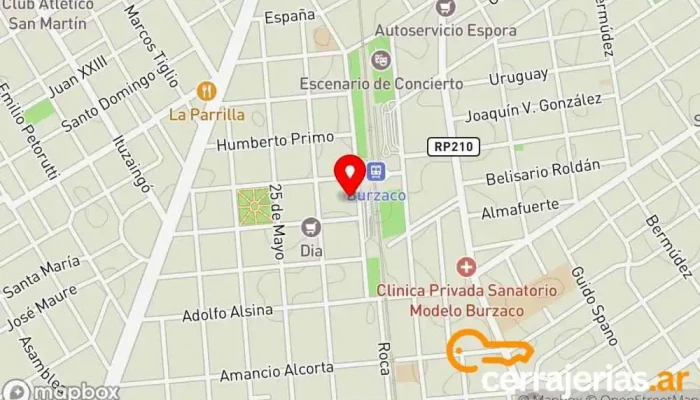 mapa de Cerrajerías de Casas y Autos-urgencias 24 Hs. Cerrajero en Burzaco