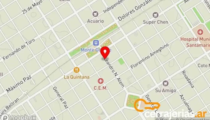 mapa de Cerrajerías de Casas y Autos-urgencias 24 Hs. Cerrajero en Monte Grande