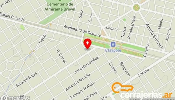 mapa de Cerrajerías de Casas y Autos-urgencias 24 Hs. Cerrajero en Claypole