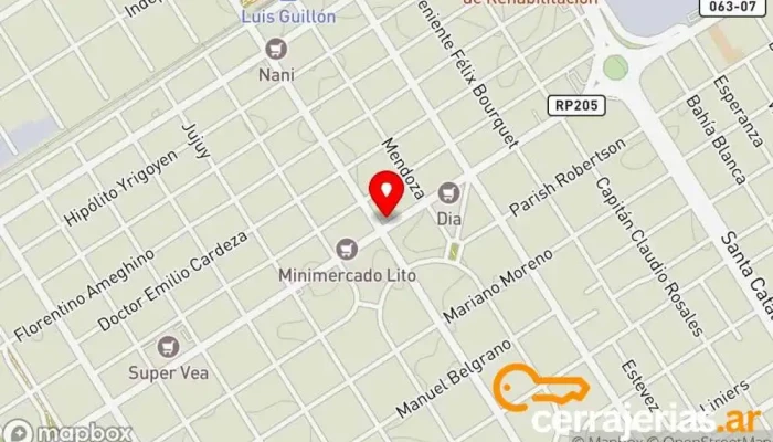 mapa de Cerrajerías de Casas y Autos-urgencias 24 Hs. Cerrajero en Luis Guillon