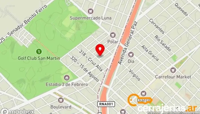 mapa de Cerrajero a domicilio 24 hs Cerrajero en Villa Raffo