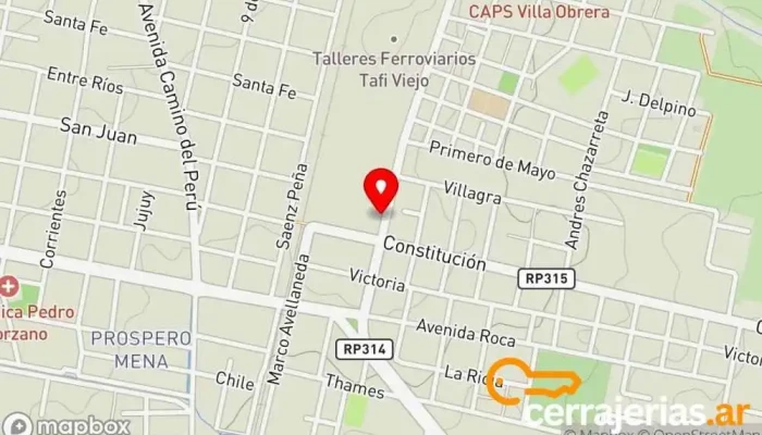 mapa de Construsec Maderas Durlock Cielotex Telgopor Establecimiento de venta de madera en Tafí Viejo