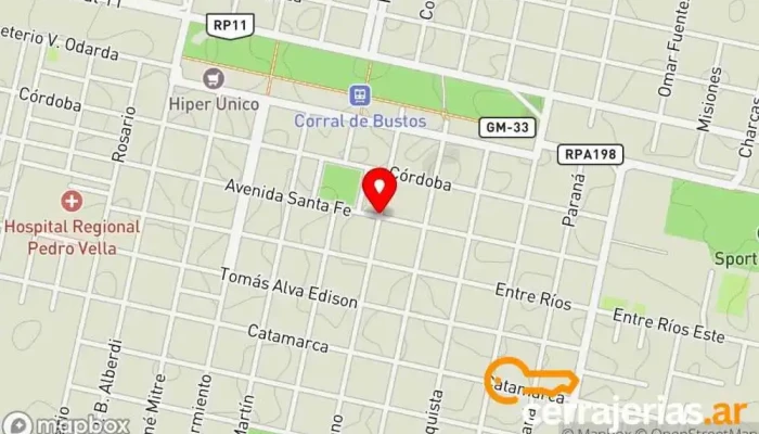 mapa de Corral de Bustos-Ifflinger  en Corral de Bustos-Ifflinger