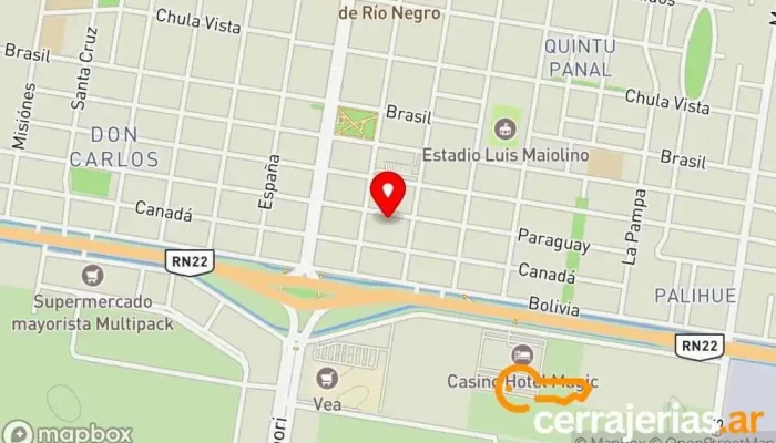 mapa de Creando Espacios Proveedor de materiales de construcción en Gral. Roca