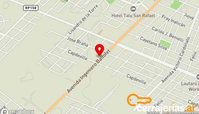 mapa de DEL CENTRO ABERTURAS Fábrica de PVC y Aluminio. Fábrica en San Rafael
