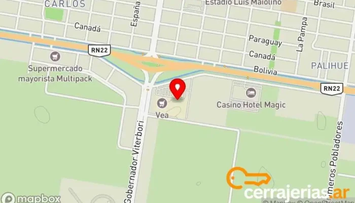 mapa de Easy Tienda de artículos para el hogar, Tienda de electrodomésticos, Tienda de materiales para la construcción, Tienda de cubertería, Tienda de bricolaje, Tienda de muebles, Tienda de mobiliario de jardín, Pinturería, Tienda de artículos de fontanería, Tienda  en Gral. Roca
