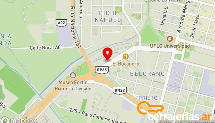 mapa de EBCON SA - FABRICA DE ABERTURAS DE ALUMINIO Empresa constructora en Cipolletti