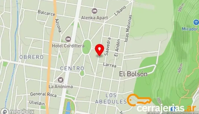 mapa de El Cedro-Ferretería & Cerrajería Tienda de materiales para la construcción en El Bolsón