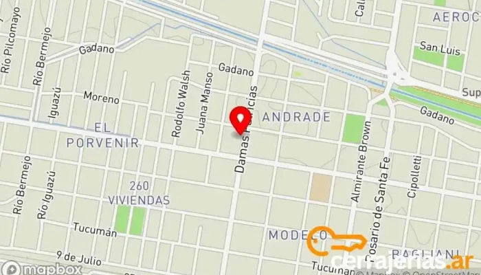 mapa de El Valle Aberturas Proveedor de marcos de aluminio, Fábrica de puertas, Carpintero en Gral. Roca