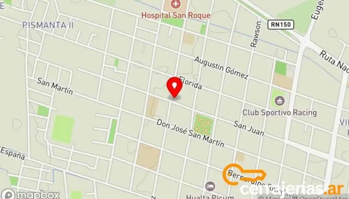 mapa de Evemil Aberturas Fábrica de puertas, Proveedor de materiales de construcción, Proveedor de puertas, Taller de instalación de puertas y ventanas, Servicio de instalación de ventanas, Proveedor de ventanas en Jáchal