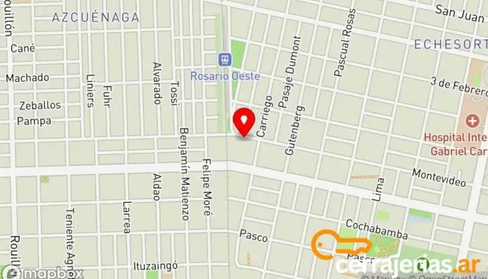 mapa de Exodo Srl Importador, Proveedor de aluminio, Proveedor de puertas, Tienda de material sanitario en Rosario