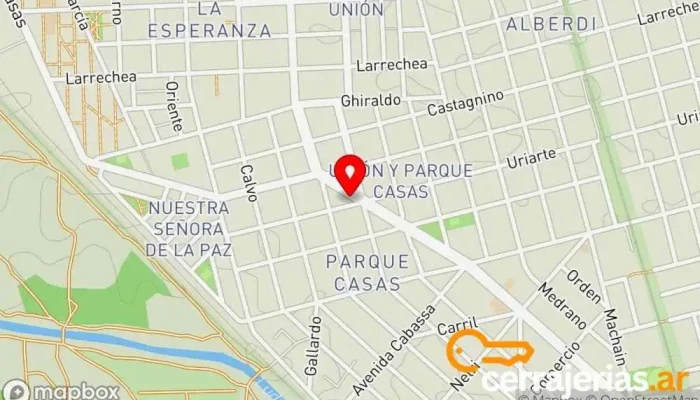 mapa de Fábrica de aberturas CyC Proveedor de aluminio, Proveedor de puertas en Rosario