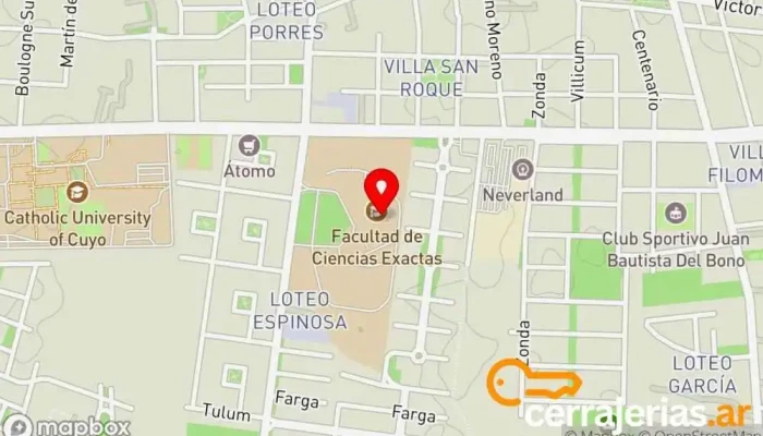 mapa de Facultad de Ciencias Exactas, Físicas y Naturales UNSJ Universidad pública en Rivadavia