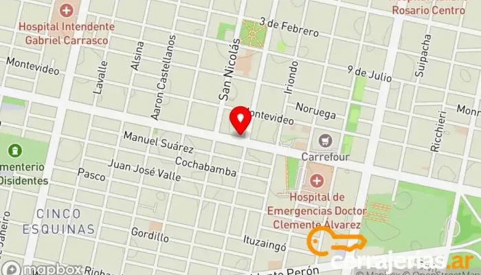 mapa de Fadus Vanguardia en Obras Constructor, Tienda de mamparas de ducha en Rosario