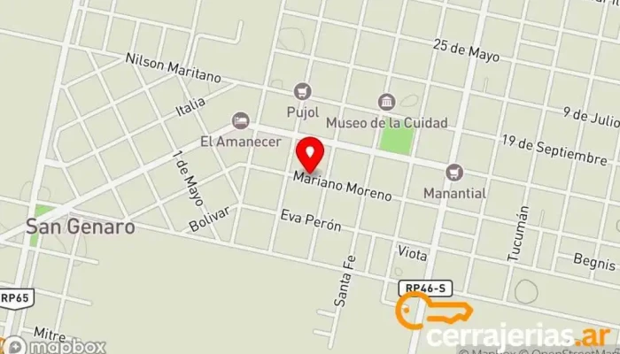 mapa de Ferracuti Aberturas Ventana de aluminio, Tienda de materiales para la construcción, Fábrica de puertas, Fábrica, Proveedor de ventanas en San Genaro