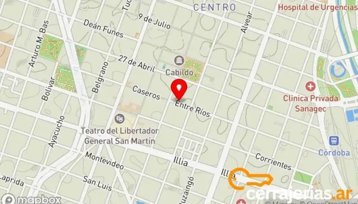mapa de Ferretería y Cerrajería Entre Rios Ferretería, Tienda de electricidad, Cerrajero, Pinturería en Córdoba