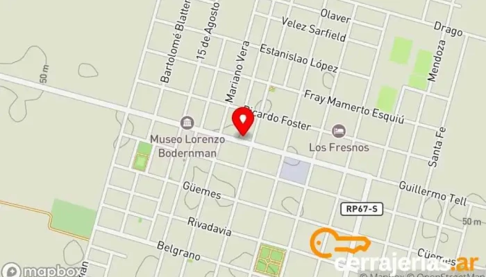 mapa de Fiereder Aberturas Fábrica de puertas, Establecimiento de venta de madera en San Jeronimo Nte.