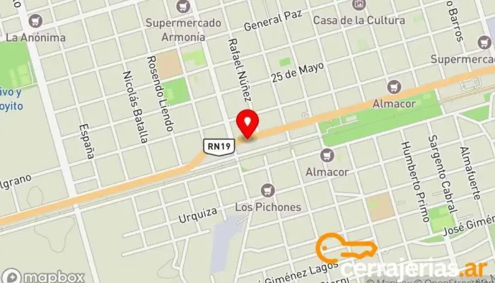 mapa de GERMAN Hogar Tienda de electrónica, Tienda de materiales para la construcción, Tienda de móviles, Tienda de muebles de cocina, Pinturería, Tienda de muebles de pino en Arroyito