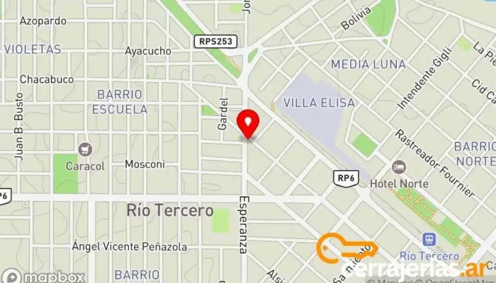 mapa de Grivel Aberturas- PVC y Aluminio Fábrica de puertas en Río Tercero