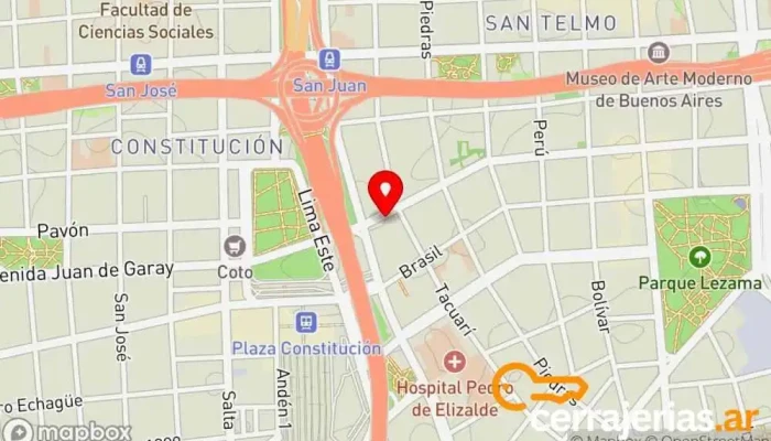 mapa de HERRAJES PATRICIOS SA Ferretería, Servicio de restauración artística, Tienda de muebles, Importador, Servicio de duplicación de llaves, Cerrajero, Tienda de cajas fuertes, Proveedor de sistemas de seguridad, Comercio en ABU